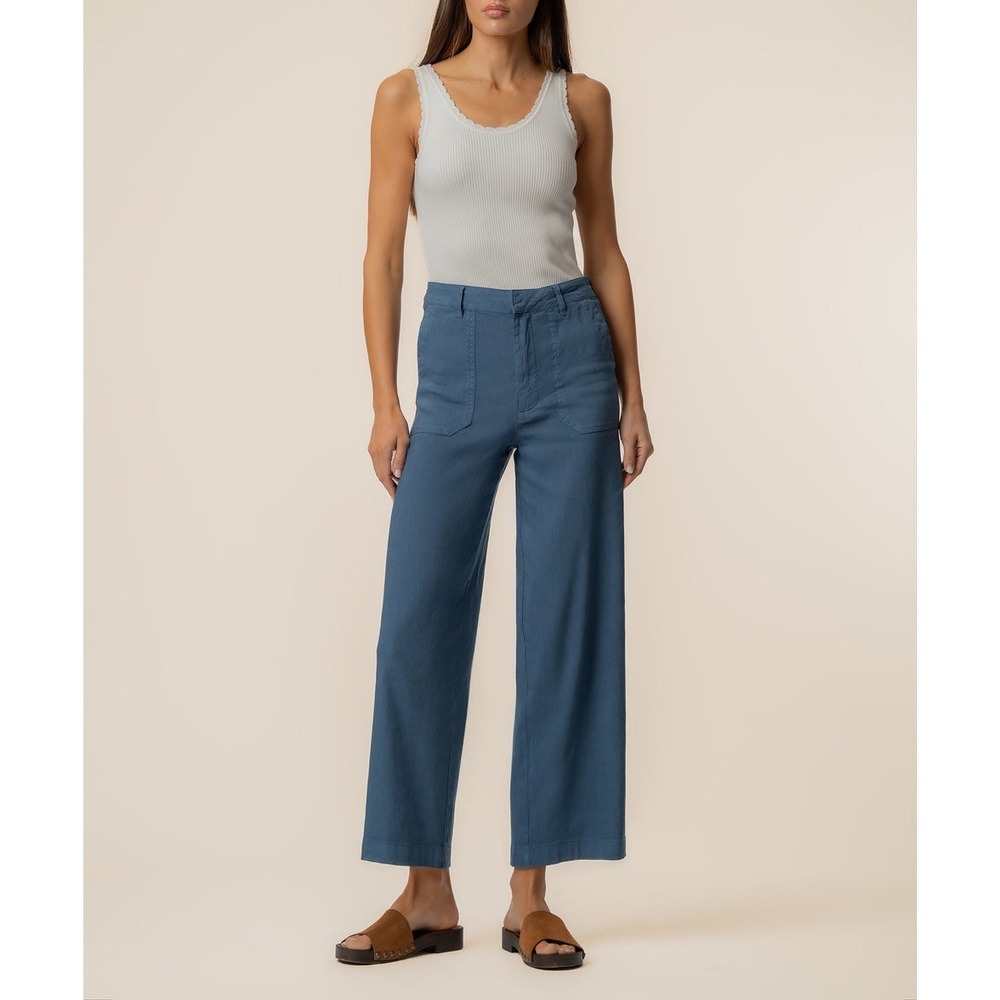 Kut From The Kloth Topaz Wide Leg Linen Pants Blue 12 New With Tags